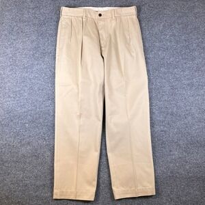 VTG Polo Ralph Lauren Pants Mens 34x30 Brown Pleated Chino Preppy Andrew 90s